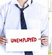 Unemployed man in tie holding sign