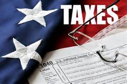 Income tax and flag image