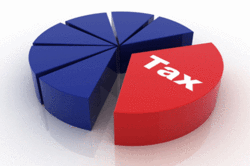 Pie chart with tax in red